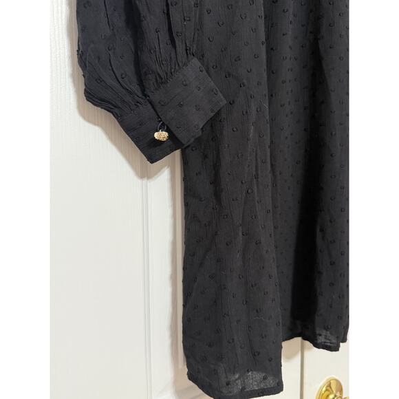 NWT LOFT Clip Button Swing Dress, Black, Size M/8 - Picture 5 of 7